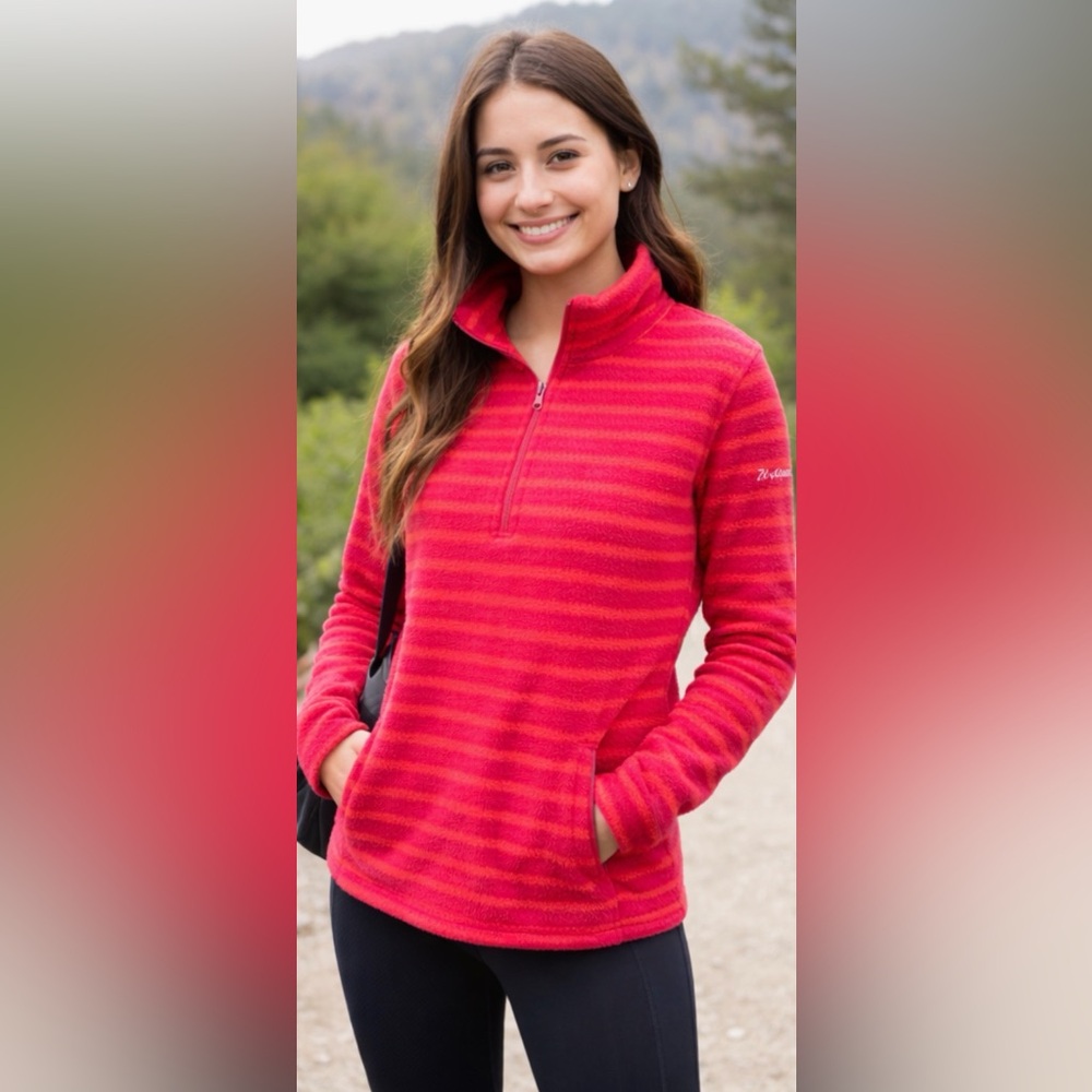 Columbia Glacial Gust Half Zip Fleece Pink and Orange Stripe Small NWT